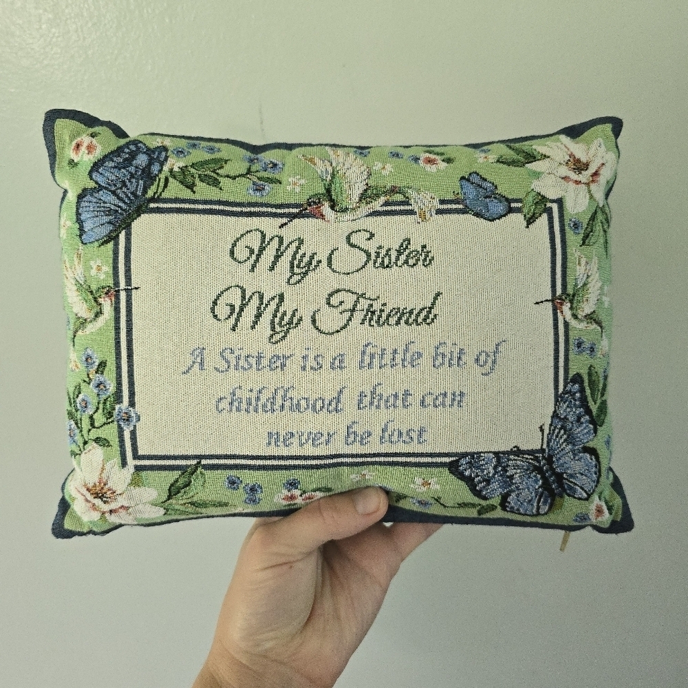 Collections Etc My Sister My Friend Tapestry Weave Throw Pillow Floral Small - Picture 4 of 7